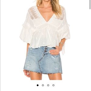Free People Drive You Mad Blouse in Ivory